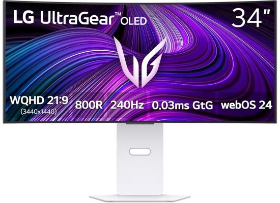 LG UltraGear 34GX90SA-W – 34” WQHD Curved OLED (240Hz) White- Gaming Monitor